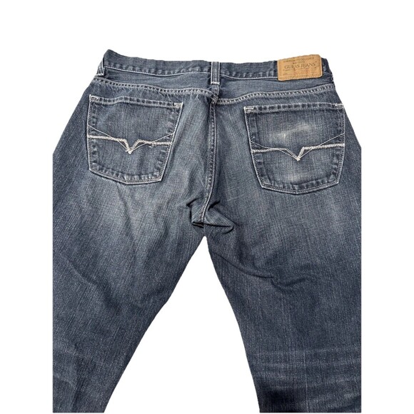 Guess Jeans Rebel Straight Leg Mens Sz 34x30 Blue Cotton Denim - Picture 10 of 11